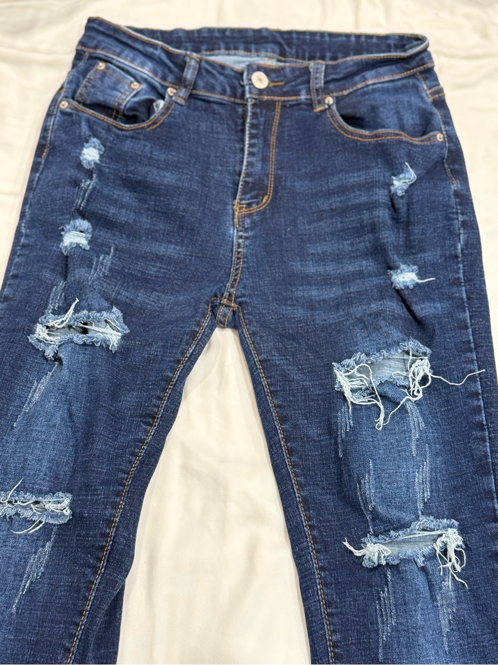 Dark Blue Distressed Women's Jeans